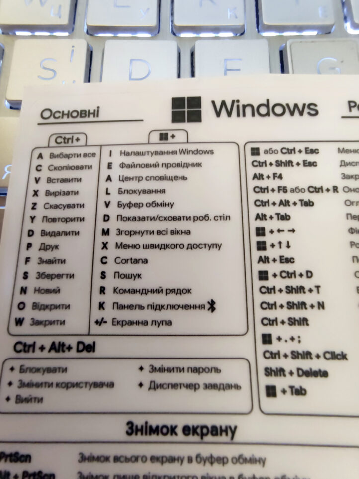 Hot keys for windows
