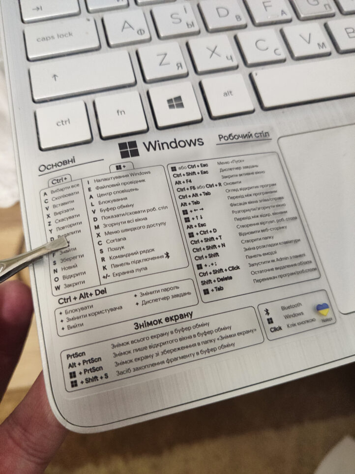 Наклейки з комбінаціями клавіш для віндовс