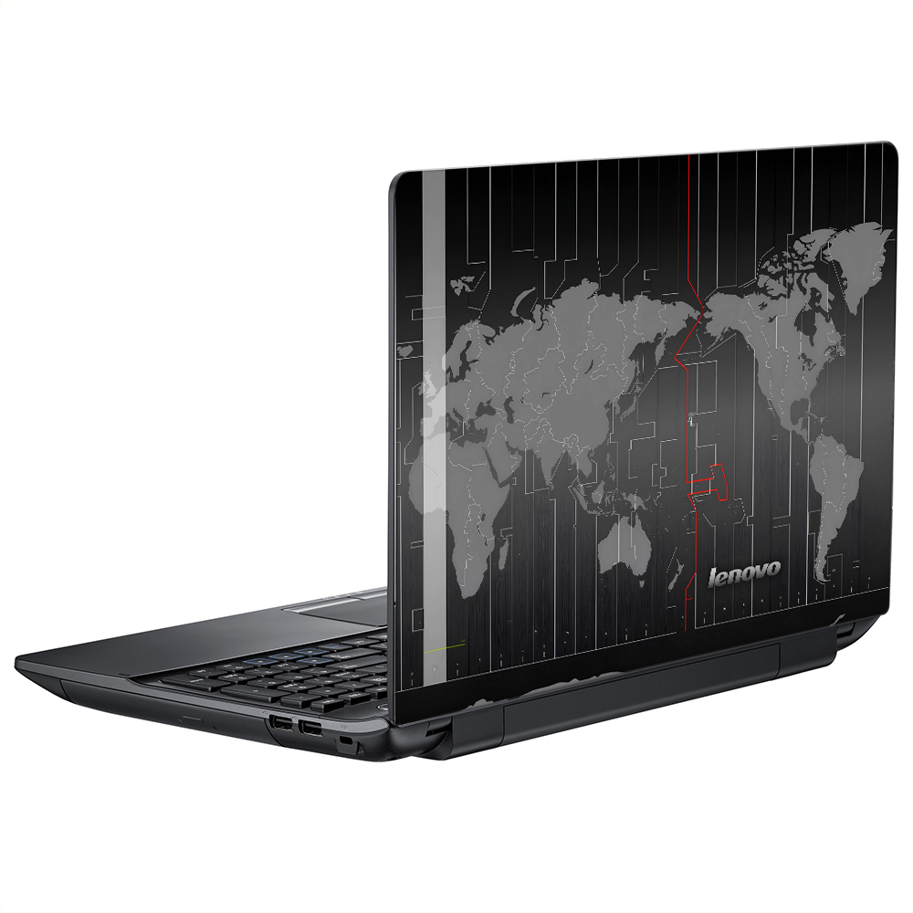 наклейка на ноутбук Lenovo карта світу в технологічному стилі